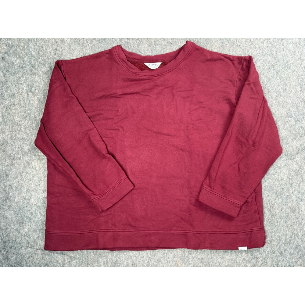 Orvis Sweatshirt Women XL Maroon Cotton Fleece Pullover Classic Casual Chic Soft